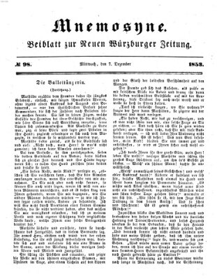 Mnemosyne (Neue Würzburger Zeitung) Mittwoch 7. Dezember 1853