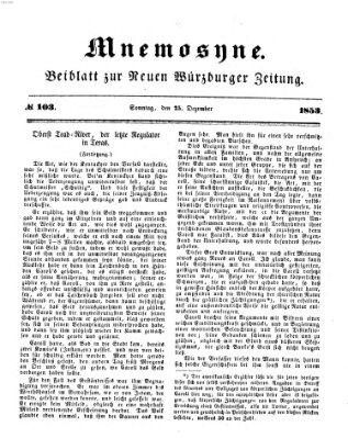 Mnemosyne (Neue Würzburger Zeitung) Sonntag 25. Dezember 1853