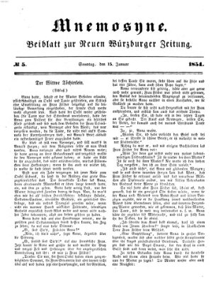 Mnemosyne (Neue Würzburger Zeitung) Sonntag 15. Januar 1854