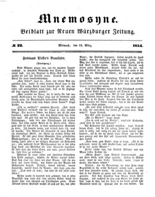 Mnemosyne (Neue Würzburger Zeitung) Mittwoch 15. März 1854