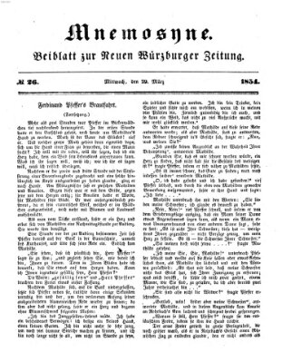 Mnemosyne (Neue Würzburger Zeitung) Mittwoch 29. März 1854