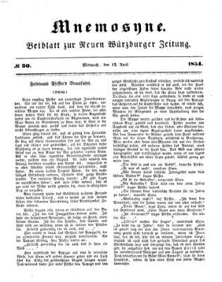 Mnemosyne (Neue Würzburger Zeitung) Mittwoch 12. April 1854