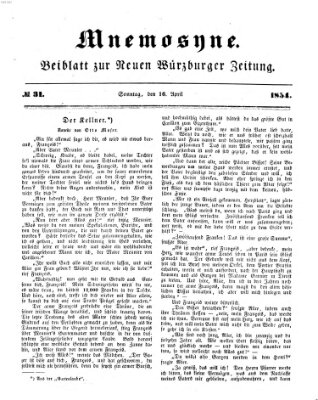 Mnemosyne (Neue Würzburger Zeitung) Sonntag 16. April 1854