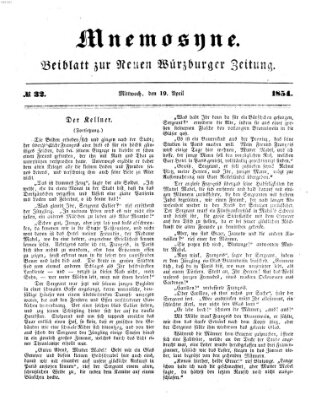 Mnemosyne (Neue Würzburger Zeitung) Mittwoch 19. April 1854