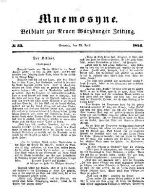 Mnemosyne (Neue Würzburger Zeitung) Sonntag 23. April 1854