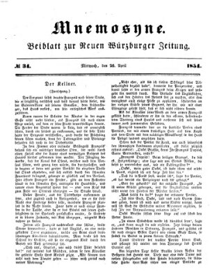 Mnemosyne (Neue Würzburger Zeitung) Mittwoch 26. April 1854