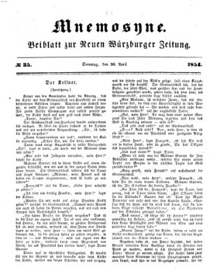 Mnemosyne (Neue Würzburger Zeitung) Sonntag 30. April 1854