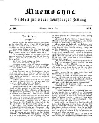 Mnemosyne (Neue Würzburger Zeitung) Mittwoch 3. Mai 1854