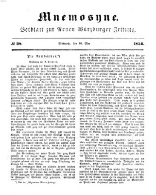 Mnemosyne (Neue Würzburger Zeitung) Mittwoch 10. Mai 1854