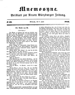 Mnemosyne (Neue Würzburger Zeitung) Mittwoch 7. Juni 1854