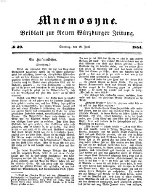 Mnemosyne (Neue Würzburger Zeitung) Sonntag 18. Juni 1854