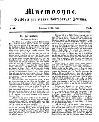 Mnemosyne (Neue Würzburger Zeitung) Sonntag 25. Juni 1854