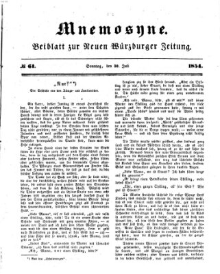 Mnemosyne (Neue Würzburger Zeitung) Sonntag 30. Juli 1854