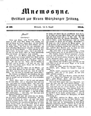 Mnemosyne (Neue Würzburger Zeitung) Mittwoch 2. August 1854