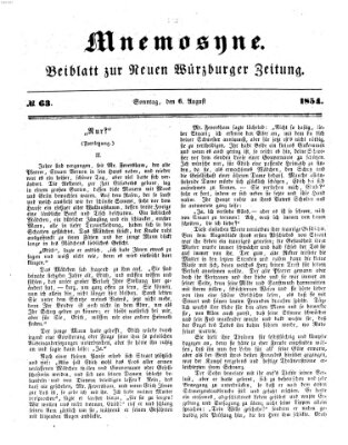 Mnemosyne (Neue Würzburger Zeitung) Sonntag 6. August 1854