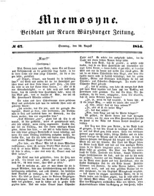 Mnemosyne (Neue Würzburger Zeitung) Sonntag 20. August 1854