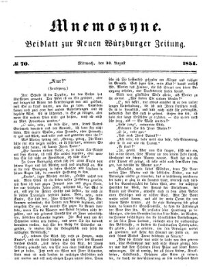 Mnemosyne (Neue Würzburger Zeitung) Mittwoch 30. August 1854