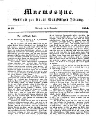 Mnemosyne (Neue Würzburger Zeitung) Mittwoch 6. September 1854