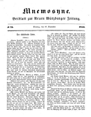 Mnemosyne (Neue Würzburger Zeitung) Sonntag 17. September 1854