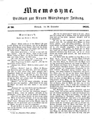 Mnemosyne (Neue Würzburger Zeitung) Mittwoch 20. September 1854