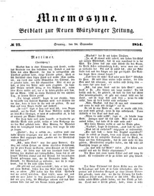 Mnemosyne (Neue Würzburger Zeitung) Sonntag 24. September 1854