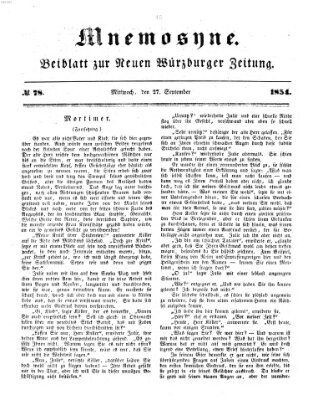 Mnemosyne (Neue Würzburger Zeitung) Mittwoch 27. September 1854