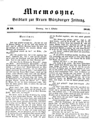 Mnemosyne (Neue Würzburger Zeitung) Sonntag 1. Oktober 1854