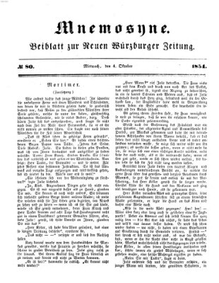 Mnemosyne (Neue Würzburger Zeitung) Mittwoch 4. Oktober 1854