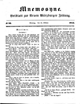 Mnemosyne (Neue Würzburger Zeitung) Sonntag 15. Oktober 1854