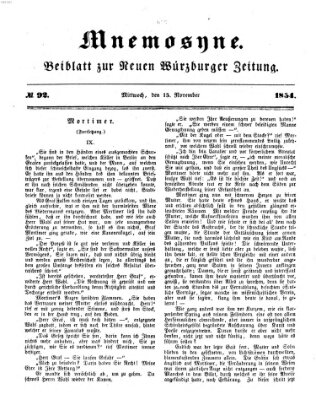 Mnemosyne (Neue Würzburger Zeitung) Mittwoch 15. November 1854