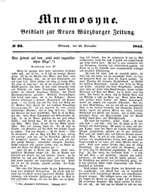 Mnemosyne (Neue Würzburger Zeitung) Mittwoch 22. November 1854