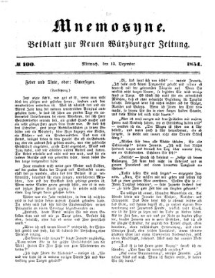 Mnemosyne (Neue Würzburger Zeitung) Mittwoch 13. Dezember 1854