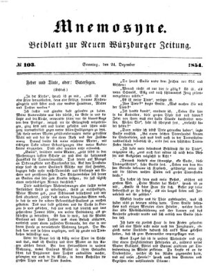 Mnemosyne (Neue Würzburger Zeitung) Sonntag 24. Dezember 1854