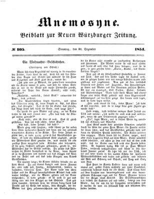 Mnemosyne (Neue Würzburger Zeitung) Sonntag 31. Dezember 1854