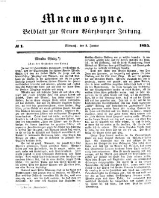 Mnemosyne (Neue Würzburger Zeitung) Mittwoch 3. Januar 1855