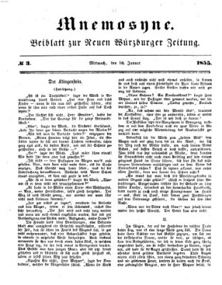 Mnemosyne (Neue Würzburger Zeitung) Mittwoch 10. Januar 1855