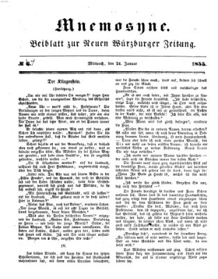 Mnemosyne (Neue Würzburger Zeitung) Mittwoch 24. Januar 1855