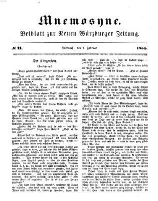 Mnemosyne (Neue Würzburger Zeitung) Mittwoch 7. Februar 1855