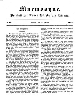 Mnemosyne (Neue Würzburger Zeitung) Mittwoch 14. Februar 1855