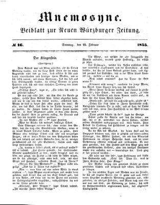 Mnemosyne (Neue Würzburger Zeitung) Sonntag 25. Februar 1855