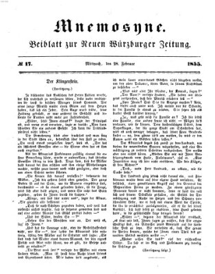 Mnemosyne (Neue Würzburger Zeitung) Mittwoch 28. Februar 1855