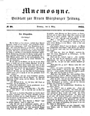 Mnemosyne (Neue Würzburger Zeitung) Sonntag 4. März 1855