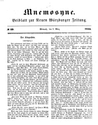 Mnemosyne (Neue Würzburger Zeitung) Mittwoch 7. März 1855