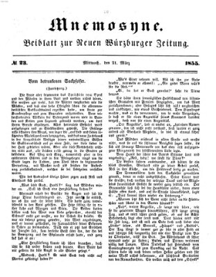 Mnemosyne (Neue Würzburger Zeitung) Mittwoch 21. März 1855