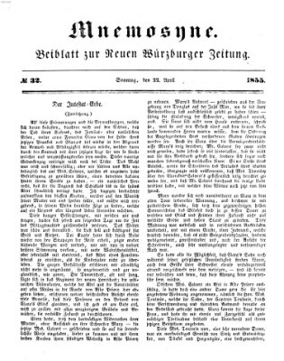 Mnemosyne (Neue Würzburger Zeitung) Sonntag 22. April 1855