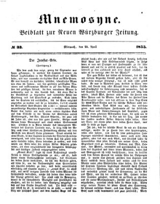 Mnemosyne (Neue Würzburger Zeitung) Mittwoch 25. April 1855