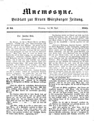 Mnemosyne (Neue Würzburger Zeitung) Sonntag 29. April 1855