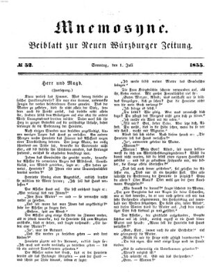 Mnemosyne (Neue Würzburger Zeitung) Sonntag 1. Juli 1855