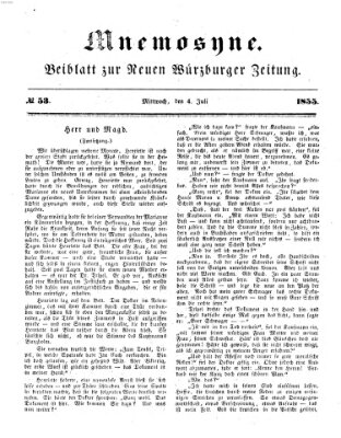 Mnemosyne (Neue Würzburger Zeitung) Mittwoch 4. Juli 1855