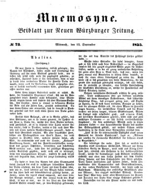 Mnemosyne (Neue Würzburger Zeitung) Mittwoch 12. September 1855